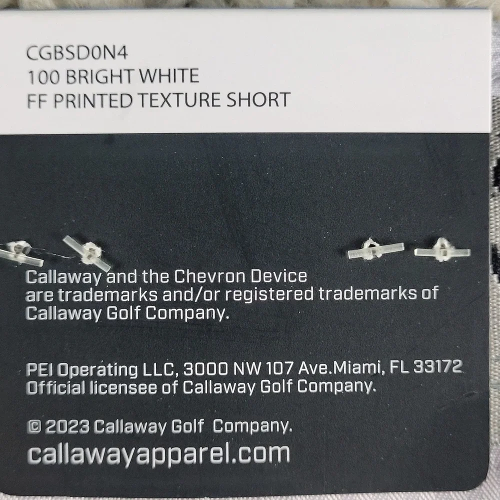 Callaway Performance Golf Shorts Men's 38 Bright White Stretch Opti-Dri CGBS00N4